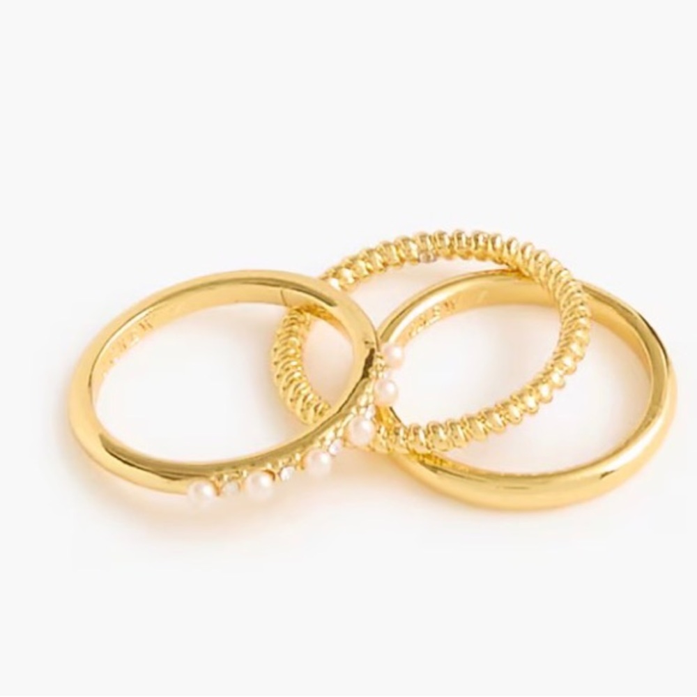 Gold Pearl Accent Stacking Rings - Women Jewelry from J Crew Factory. NWT